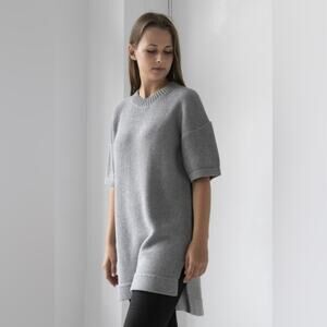 ELK Reis Tunic Sweater Dress Xs/S Grey Short Sleeve Knit